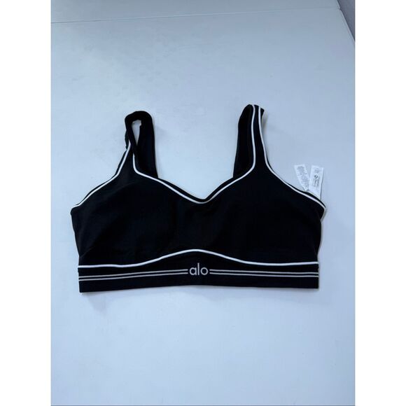 Alo Yoga Airbrush Heart Throb Set Bra and Legging Black White - Picture 7 of 14